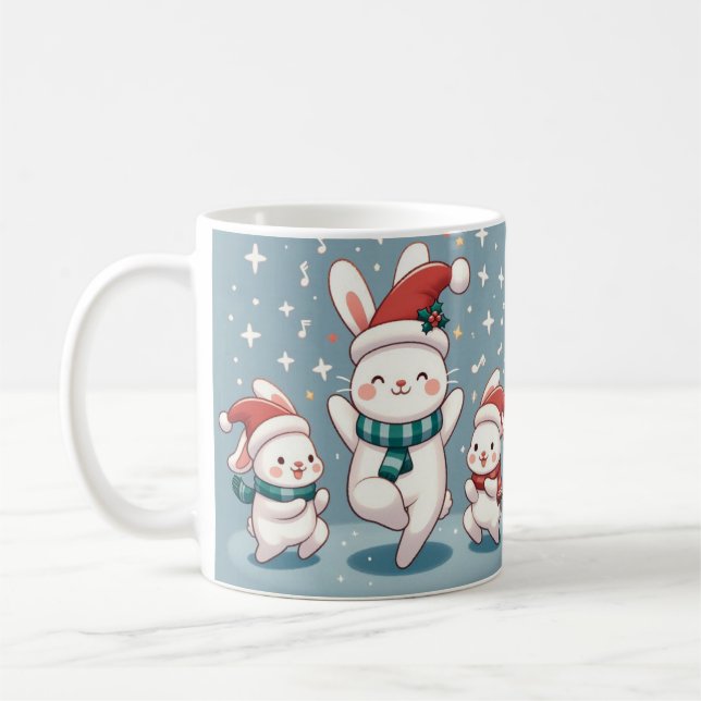 Jolly Rabbit Dance-julCheer i varje steg Kaffemugg (Vänster)