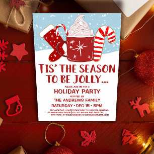 Jolly Red Blue Cocoa Candy cane Stocking Helgdag Inbjudningar