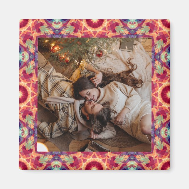 Jolly Red Festive Lila jul Photo Bild Magnet (Framsidan)