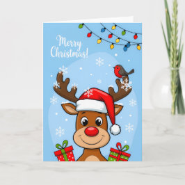 Jolly Reindeer Christmas Cheer – Kids Holiday Card Kort