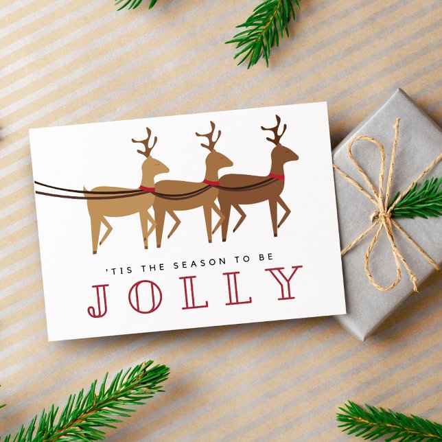 Jolly Reindeer jul-Helgdag Helg Vykort (Jolly Reindeer Christmas Holiday Postcard)