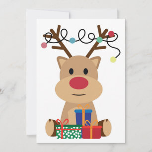 Jolly Reindeer Puppy Helgdag Card Julkort