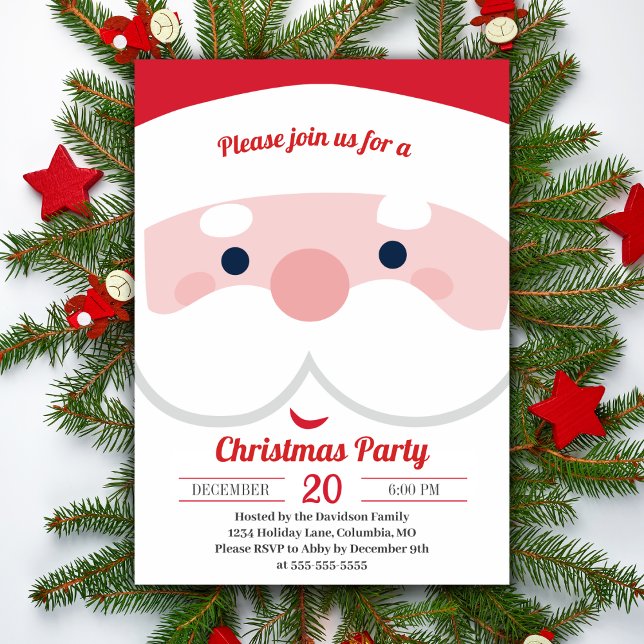 Jolly Retro Santa Festive jul Party Inbjudningar (Jolly Retro Santa Festive Christmas Party Invitation)