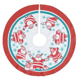 Jolly Retro Santas Julgransmatta Borstad Polyester