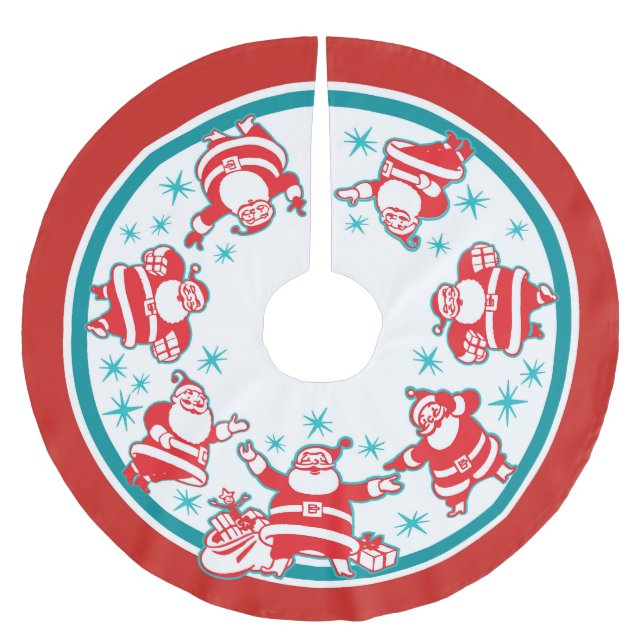 Jolly Retro Santas Julgransmatta Borstad Polyester (Framsidan)