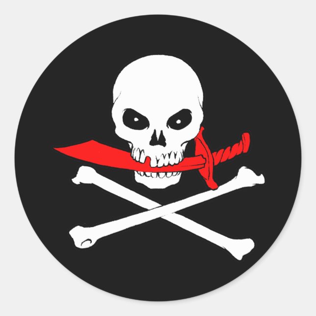 Jolly Roger (cutlass) Sticker Runt Klistermärke (Framsida)