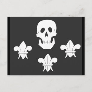 JOLLY ROGER DÖDSSKALLE OCH TRE LILJOR FLAGG VYKORT