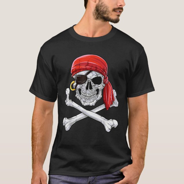 Jolly Roger Flagga Skull Crossbone T shirt Pirat S (Framsida)