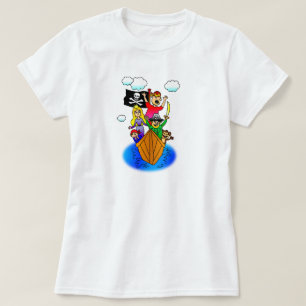 Jolly Roger flyg på piratfartyget som guppar på T Shirt