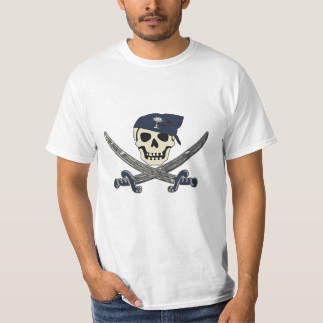 Jolly Roger för Carolina pirat T-tröja Tee (Framsida)