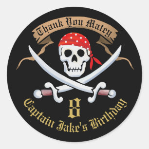Jolly Roger för redigerbar tackfavör pirat Runt Klistermärke