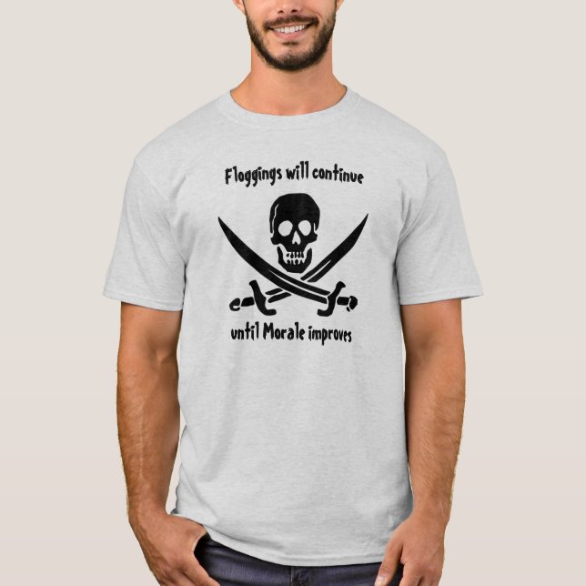 Jolly Roger för svärdpiratmoral T-tröja Tee (Framsida)