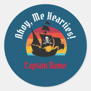 Jolly Roger Frakt Sunset, Ahoy, Me Hearties! Runt Klistermärke