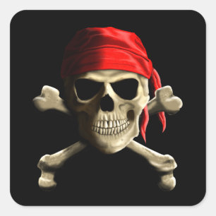 Jolly Roger Fyrkantigt Klistermärke