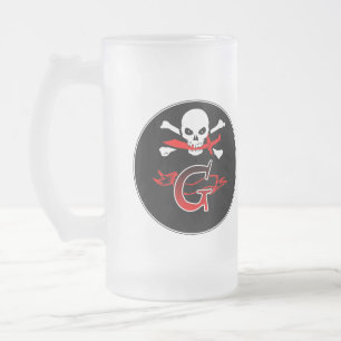 Jolly Roger G Monogram Initial Frostat Ölglas