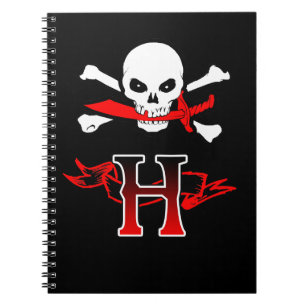 Jolly Roger H Monogram Initial Anteckningsbok Med Spiral