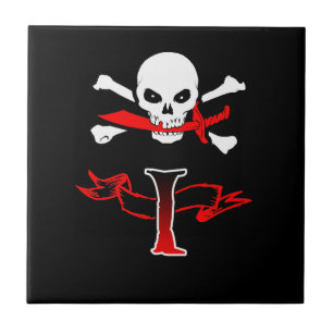 Jolly Roger I Monogram Initial Kakelplatta