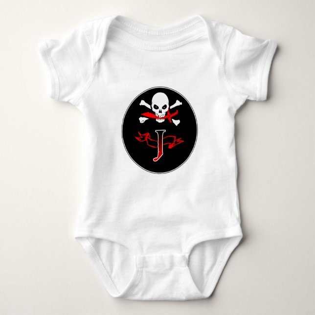 Jolly Roger J Monogram Initial T-shirt (Framsida)