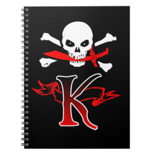 Jolly Roger K Monogram Initial Anteckningsbok
