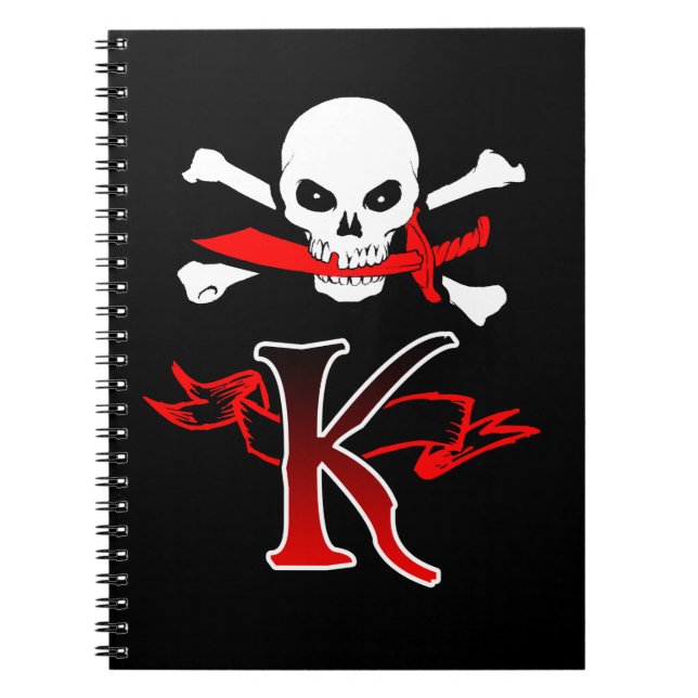 Jolly Roger K Monogram Initial Anteckningsbok (Framsidan)