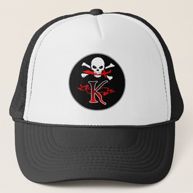 Jolly Roger K Monogram Initial Keps (Framsida)