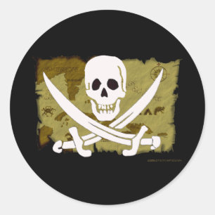 Jolly Roger karta #10 Runt Klistermärke