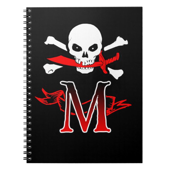 Jolly Roger M Monogram Initial Anteckningsbok (Framsidan)