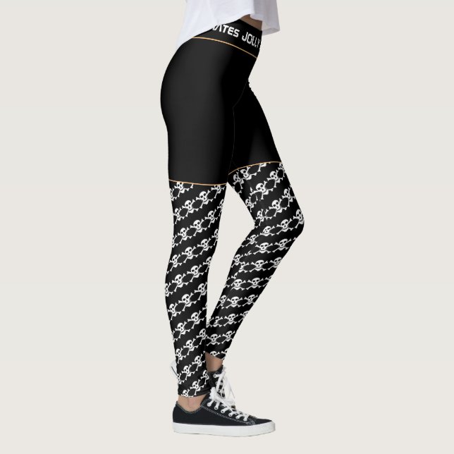 Jolly Roger Mode & Skull X Bones /Pirater flagga Leggings (Höger)