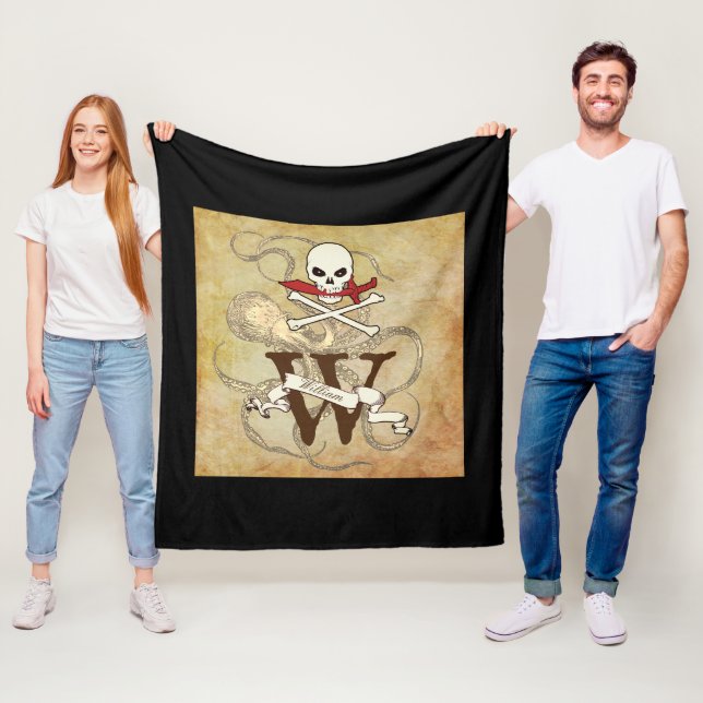 Jolly Roger Monogram Initial Fleecefilt (På plats)
