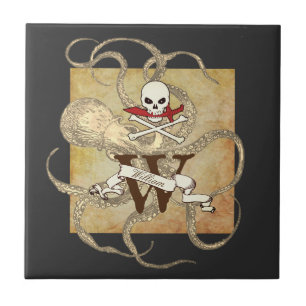 Jolly Roger Monogram Initial Kakelplatta
