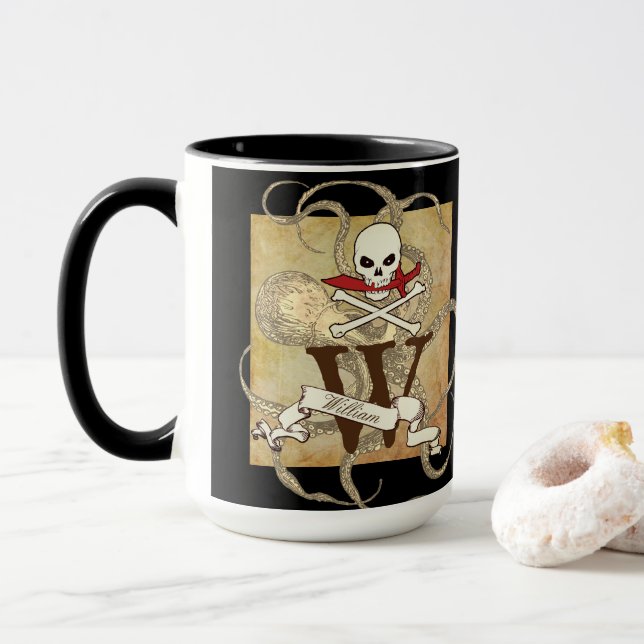 Jolly Roger Monogram Initial Mugg (Med munk)