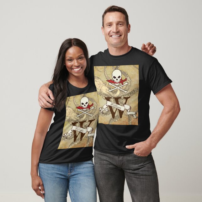 Jolly Roger Monogram Initial T Shirt (Unisex)