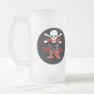 Jolly Roger N Monogram Initial Frostat Ölglas