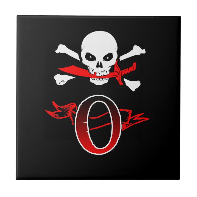 Jolly Roger O Monogram Initial Kakelplatta (Framsidan)
