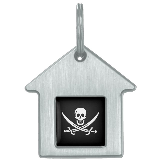 Jolly roger pirat flagga ID-bricka husdjur (Framsidan)