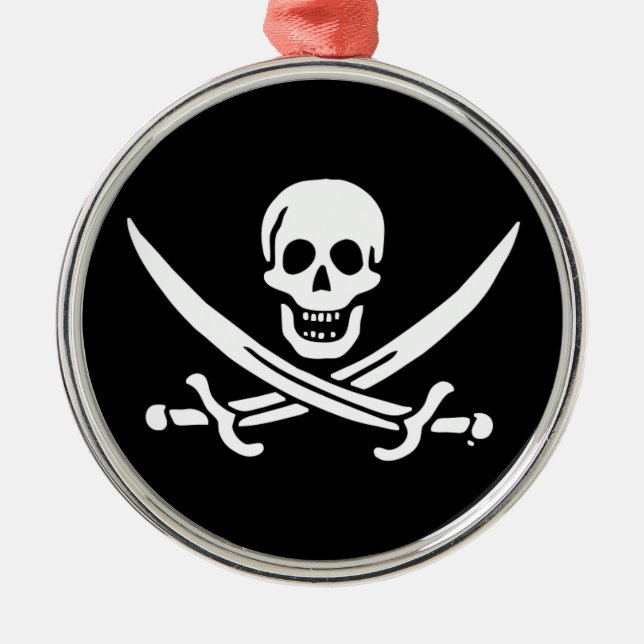 Jolly roger pirat flagga julgransprydnad metall (Framsidan)