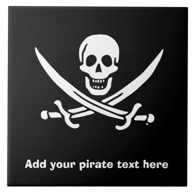 Jolly roger pirat flagga kakelplatta (Framsidan)