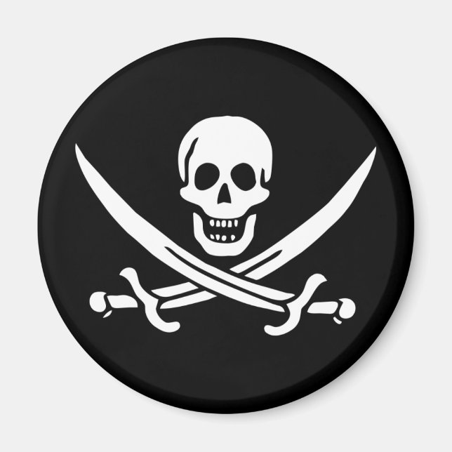 Jolly Roger Pirat Flagga Magnet (Framsidan)