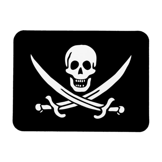 Jolly Roger Pirat Flagga Magnet (Horisontell)