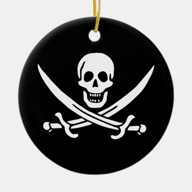 Jolly Roger Pirat Flagga Ornament (Framsidan)
