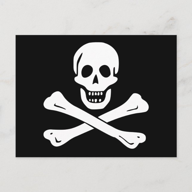 Jolly Roger Pirat Flagga Postcard Vykort (Framsida)