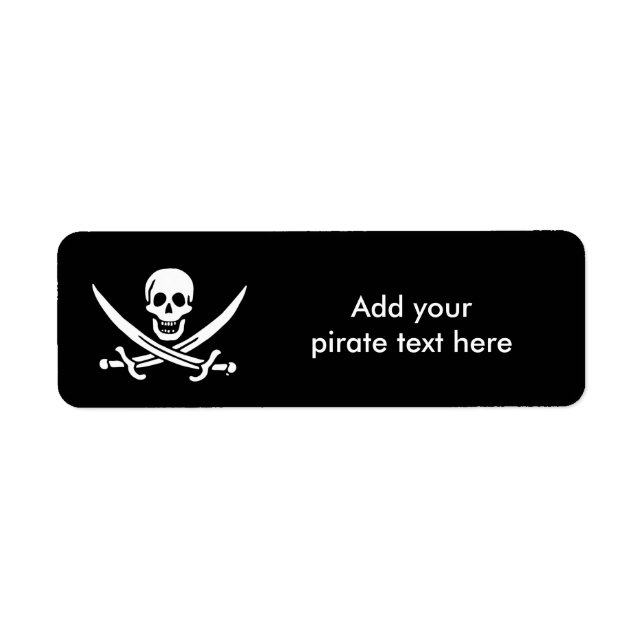 Jolly roger pirat flagga returadress etikett (Framsidan)