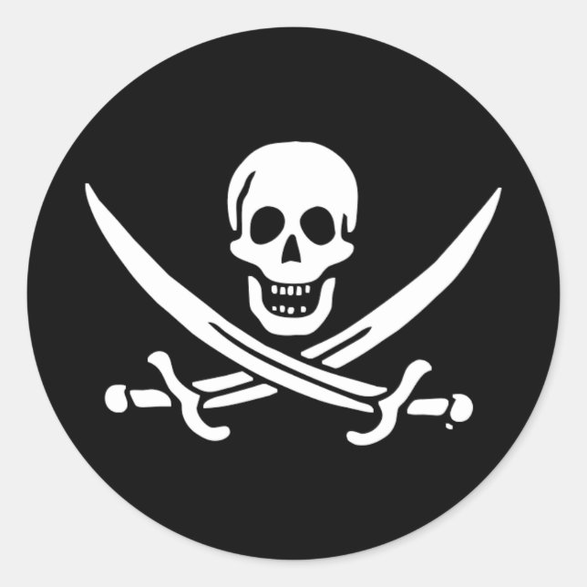 Jolly roger pirat flagga runt klistermärke (Framsida)