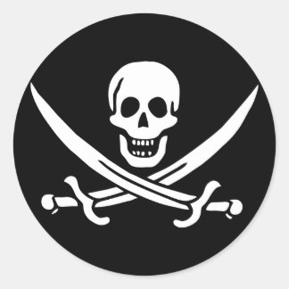 Jolly Roger Pirat Flagga Sticker Runt Klistermärke