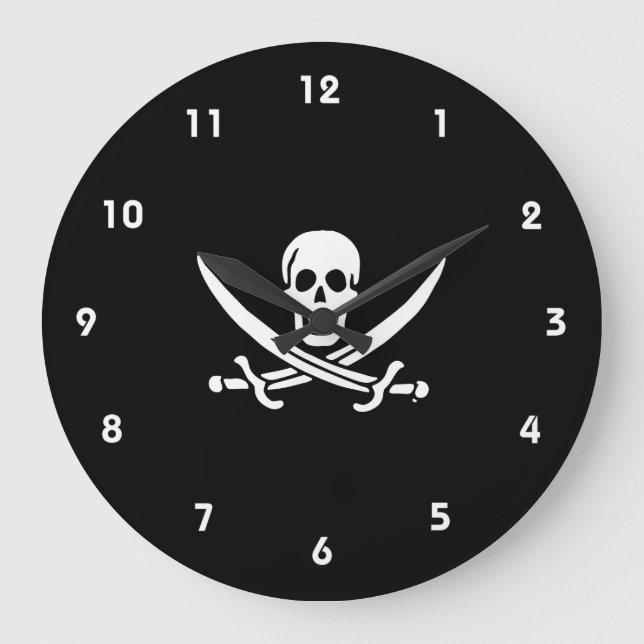 Jolly roger pirat flagga stor klocka (Framsida)
