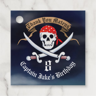 Jolly Roger Pirat Födelsedagsfest Gåvor Etiketter