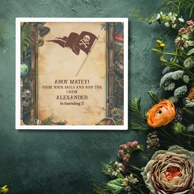 Jolly Roger Pirat Födelsedagsfest Pappersservett (Skapare uppladdad)