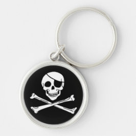 Jolly Roger pirat Keychain Rund Silverfärgad Nyckelring