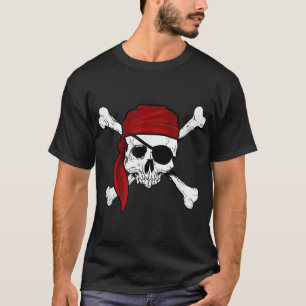 Jolly Roger Pirat Pirater Skull och Kor Bones T Shirt