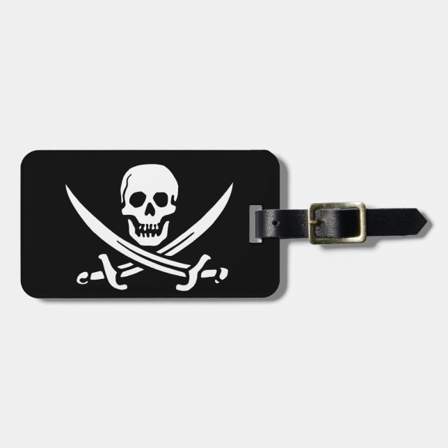 Jolly Roger Pirat Skull Bone Bagagebricka (Horisontell Framsida)